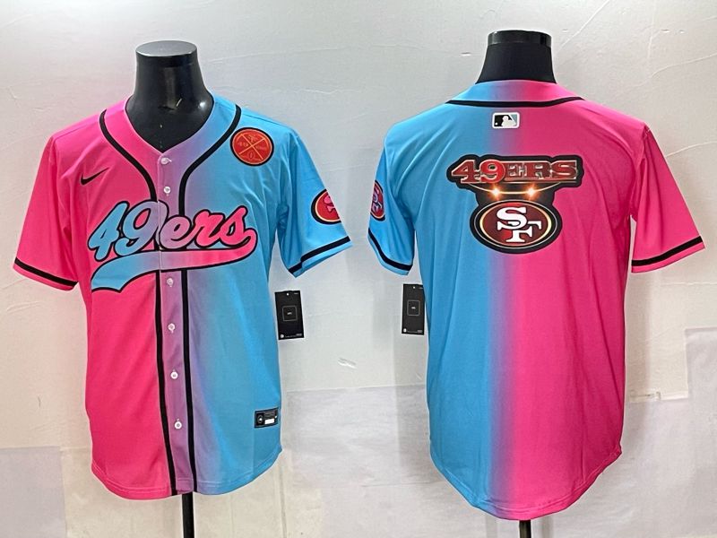 Men 2025 San Francisco 49ers Blank Blue pink Nike Limited NFL Jersey style 021->san francisco 49ers->NFL Jersey